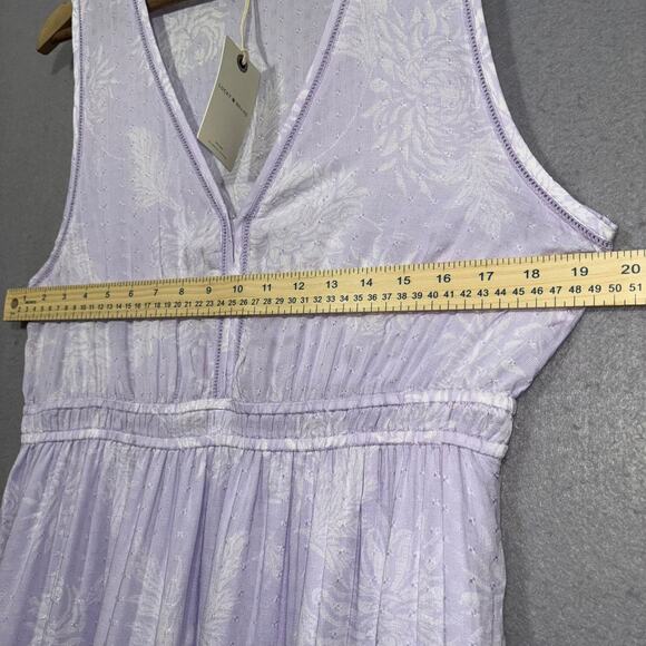 NWT Lucky Brand Jenni Cinched Waist Lavender Floral Dress Large Flowy Fairy - Picture 8 of 8